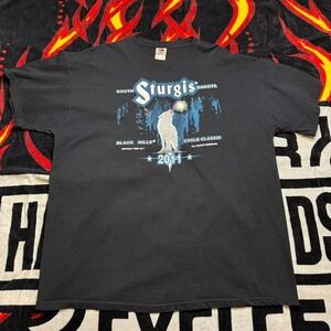 2011 Sturgis Rally Motorcycle Black Hills Wolf Biker Shirt 2XL